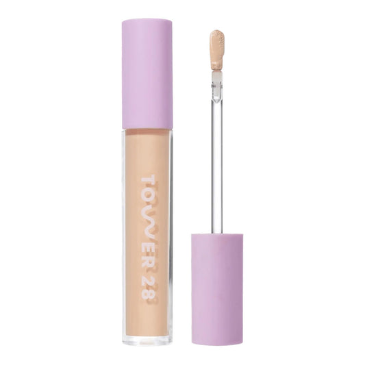 Tower 28 Swipe Serum Concealer bottle showing hydrating formula for smooth coverage.
