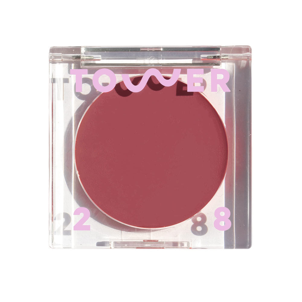 Tower 28 BeachPlease Cream Blush Office Hours on cheeks for a dewy glow