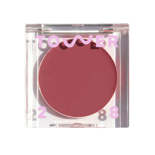 Tower 28 BeachPlease Cream Blush Office Hours on cheeks for a dewy glow