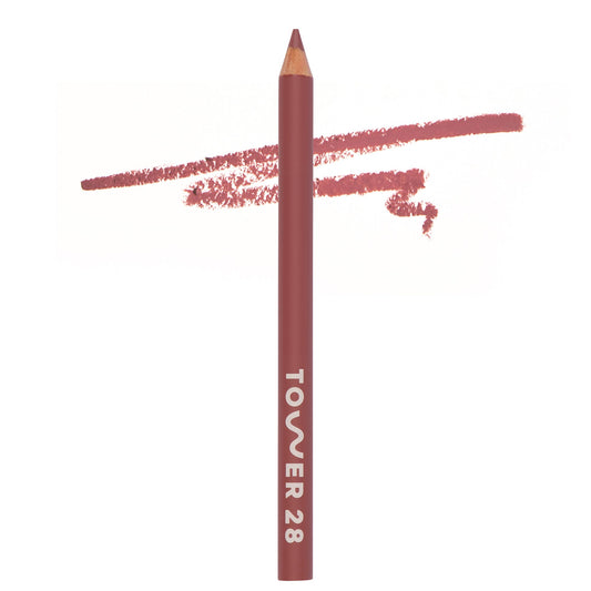 Tower 28 OneLiner lip pencil closeup for precise definition and smooth glide.