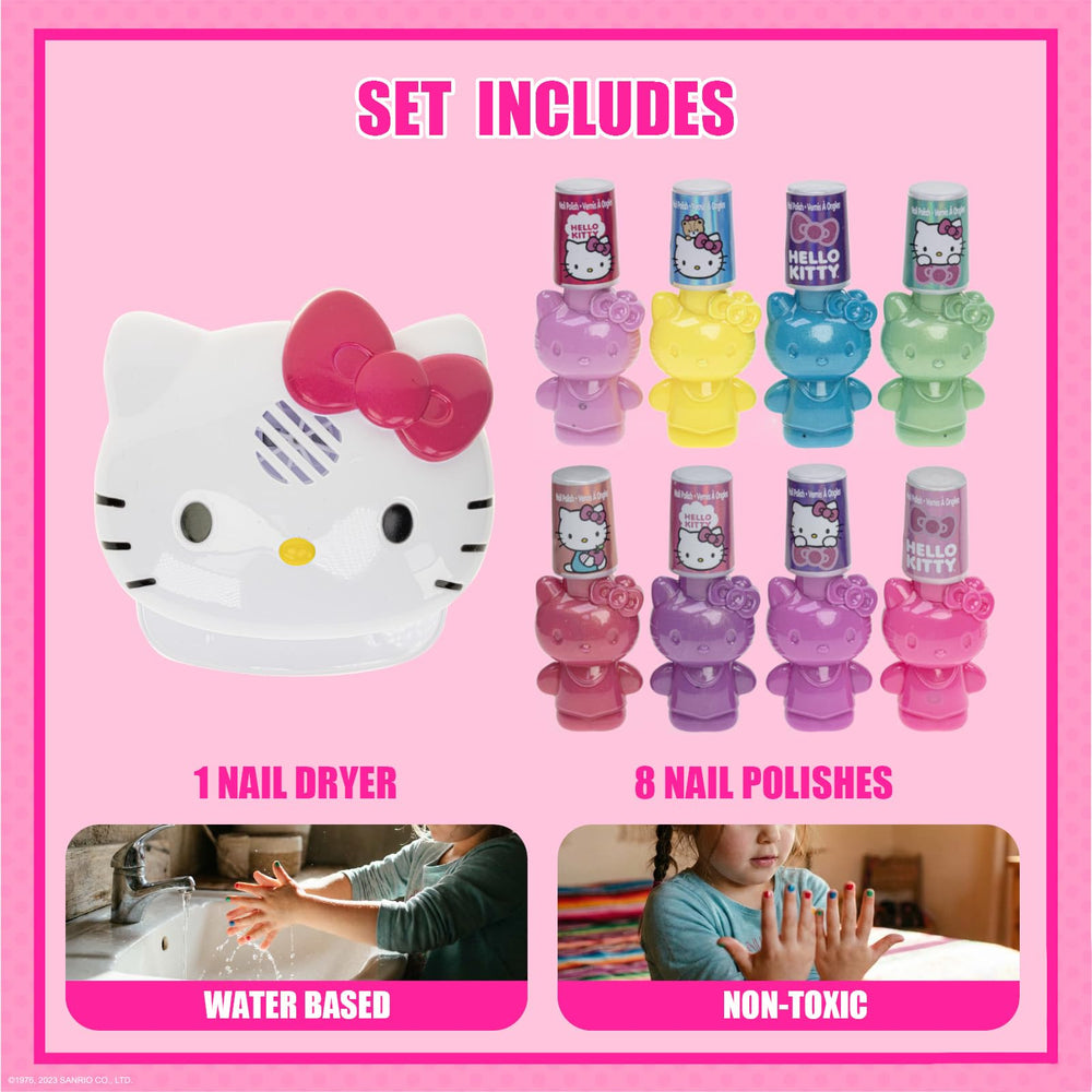 Hello Kitty nail dryer included for quick, kid-friendly manicures.