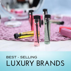 Tradeberry perfume bottles close-up highlighting premium scents to sample on the go