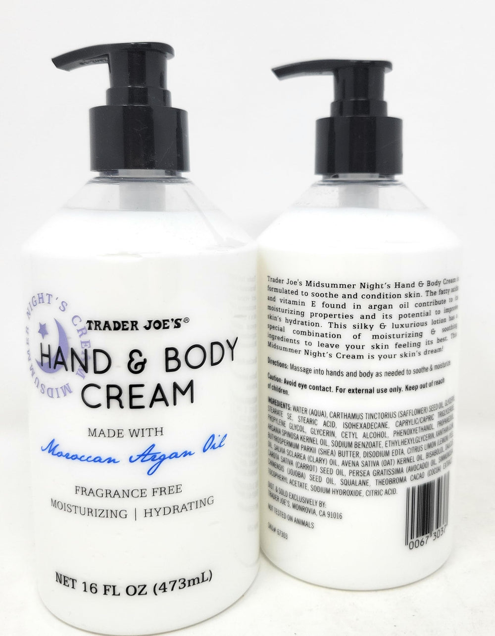Trader Joe's Midsummer Nights Cream packaging with pump bottle and value.