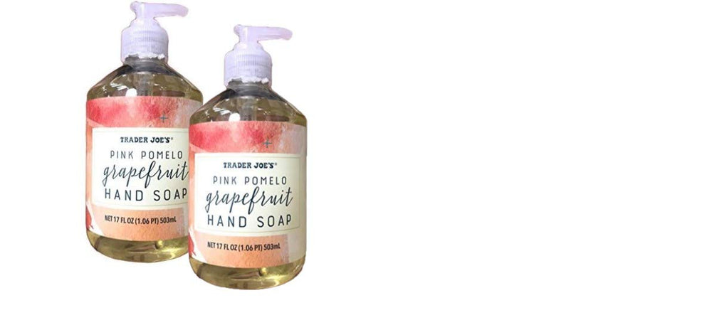 Trader Joe's Pink Pomelo Grapefruit Hand Soap 2-pack with refreshing citrus aroma for everyday use.