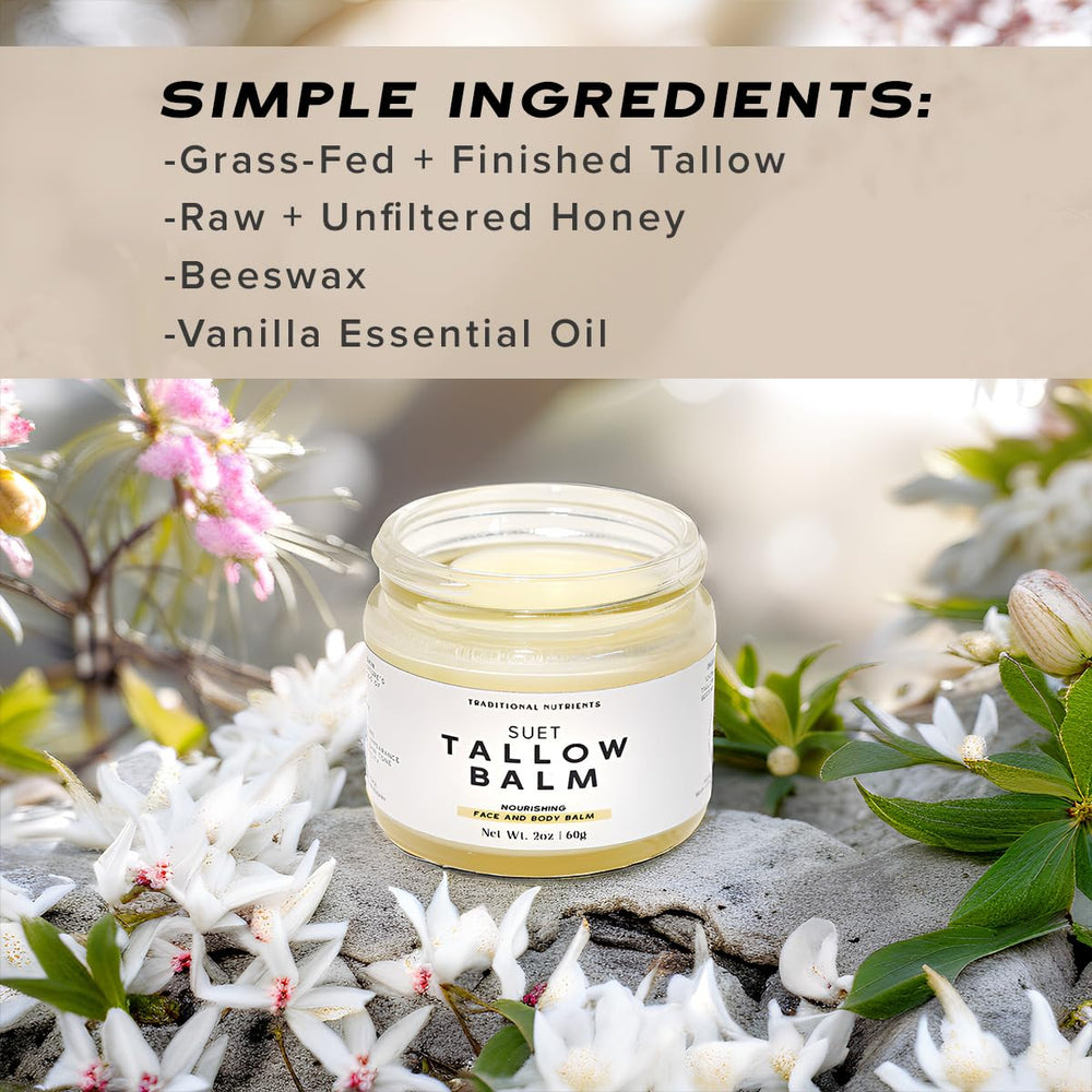 TRADITIONAL NUTRIENTS Tallow Balm grass-fed-suet-tallow rich in vitamins.