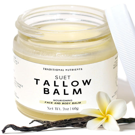 TRADITIONAL NUTRIENTS Tallow Balm - vanilla-bean-scent nourishes skin daily.