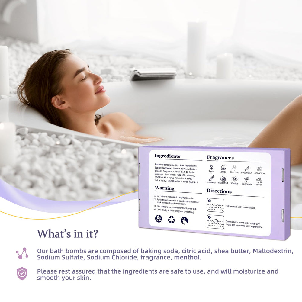 TranquilBliss bathbombs releasing aroma and color to unwind after a busy day.