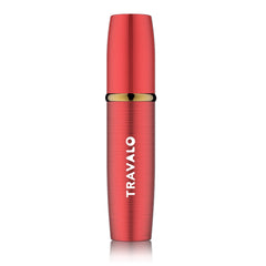 Travalo LUX perfume atomizer with brushed metal shell for travel-ready fragrance on the go.