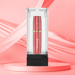 Travalo LUX spill-free filling with red-base prevents spills and ensures precise transfer.