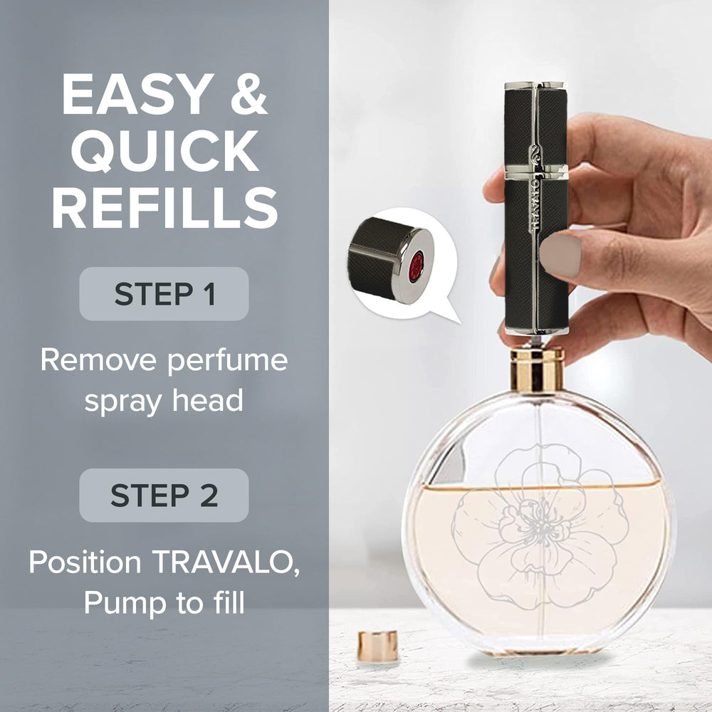 Travalo Milano refillable vial keeps expensive perfume safe.
