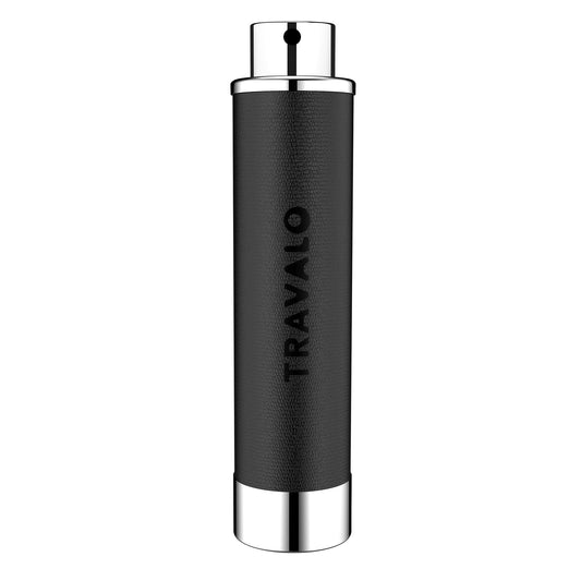 Travalo Walzer in black leather cover for portable fragrance on the go
