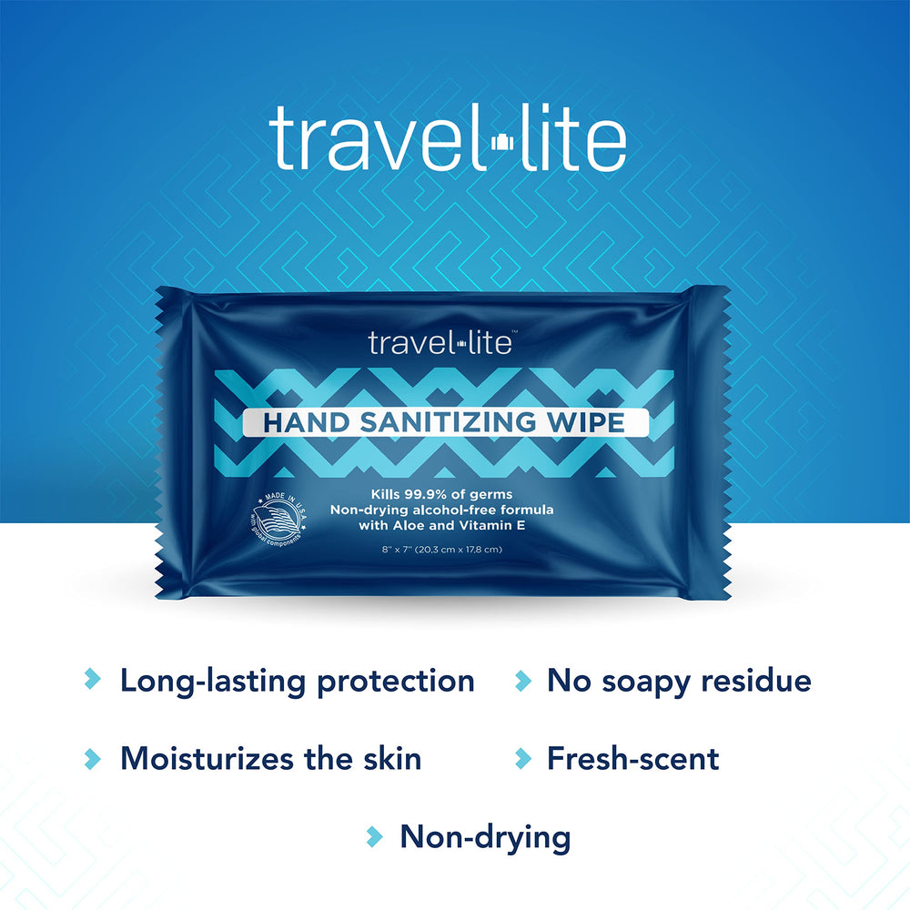 Travel Lite alcohol-free wipes deliver a fresh feel with no soapy residue.