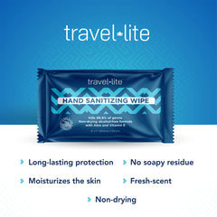 Travel Lite alcohol-free wipes deliver a fresh feel with no soapy residue.