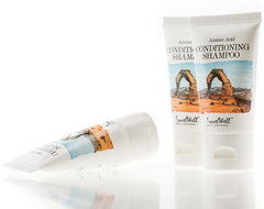 Travel Well coconut scent shampoo and conditioner for refreshed showers