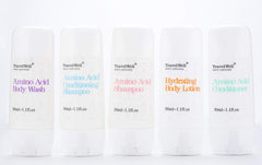 Travelwell ECO Amenities shampoo in hotel bathroom scene suggests convenient guest comfort