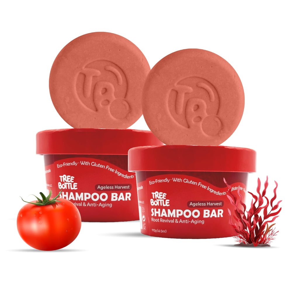 Tree Bottle Hyaluronic Acid Shampoo Bar packaging highlights eco-friendly design and USA production.