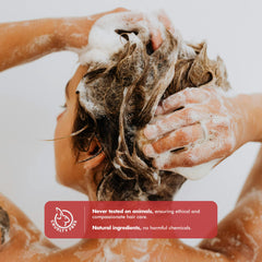 Tree Bottle Shampoo Bar on damp hair demonstrates gentle cleansing with hydration.