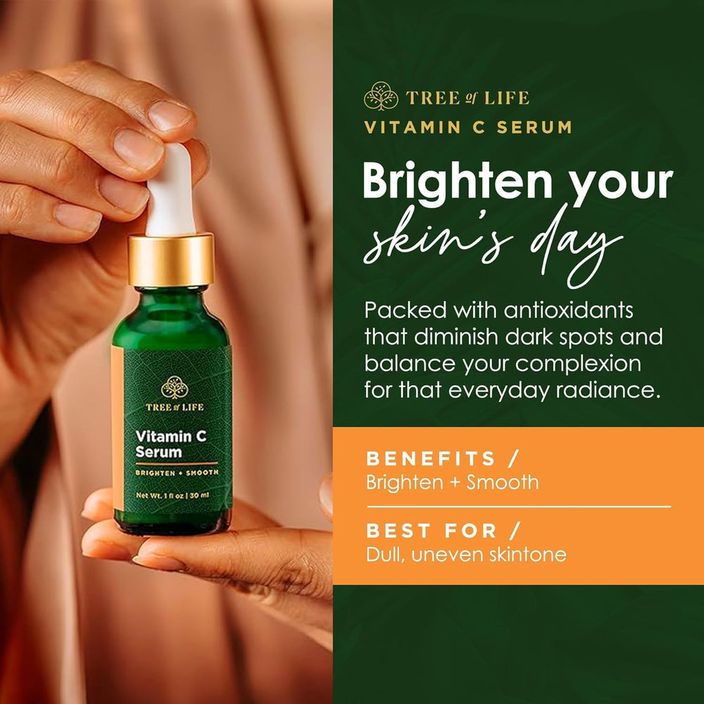 Tree of Life Beauty vitamin C set packaging highlights antioxidant protection and easy routine