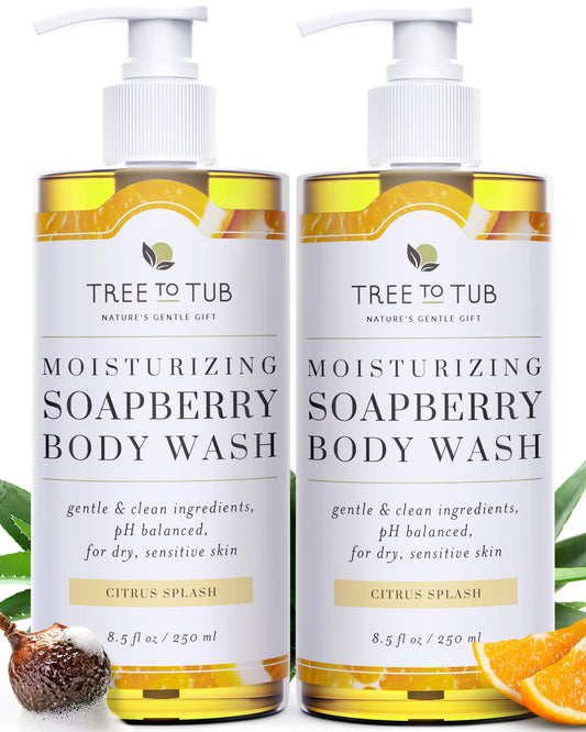 Tree to Tub Citrus Body Wash bottle pour hydrates dry skin