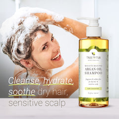 Ingredients label highlights soapberry and argan oil in Tree to Tub shampoo
