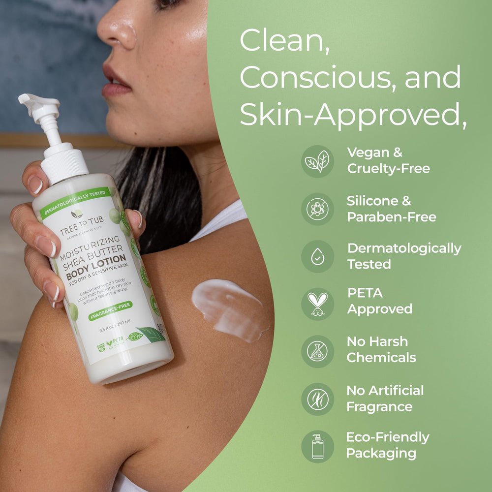 Tree to Tub unscented lotion 2-pack vegan formula details on packaging