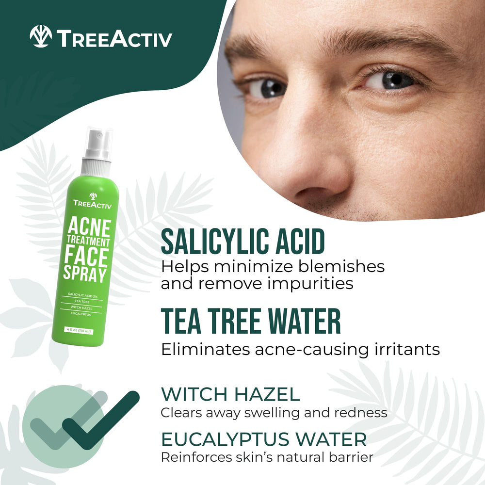 TreeActiv Acne Face Spray travel-friendly size fits in a bag.
