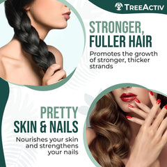TreeActiv Hair Savior daily-use guide with capsule bottle imagery