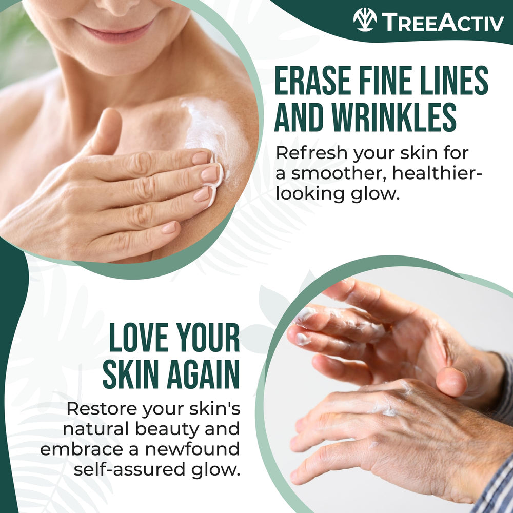 Hyaluronic acid and shea butter jar from TreeActiv highlighting nourishing formula