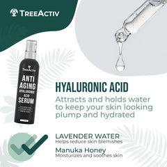 TreeActiv Hyaluronic Serum pea-sized amount applied to skin.