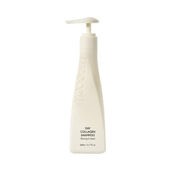 Treecell Day Collagen Shampoo bottle front shows daily scalp refresh and volume focus.