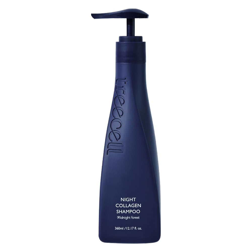 TREECELL Night Collagen Shampoo bottle in Midnight Forest with hydrating formula for overnight scalp care.