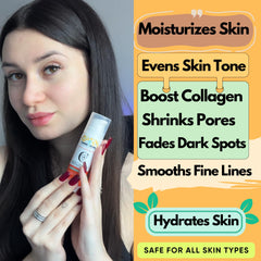 Trendy Blends glass bottle with label emphasizing clean skincare and quality