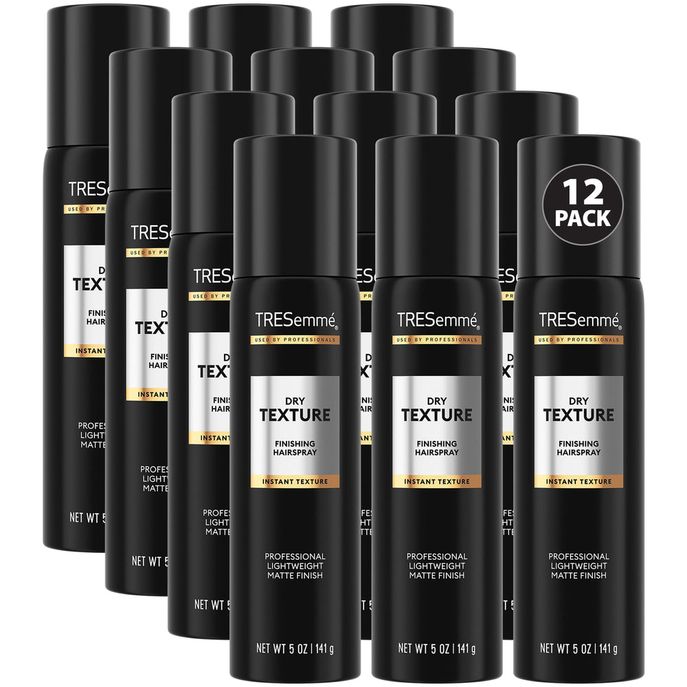 TRESemmé Dry Texture Finishing Mist bottle shows sleek packaging for instant volume.