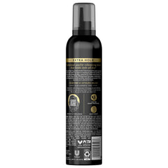 TRESemmé Shaping Mousse bottle side highlighting flexible hold and moisture.