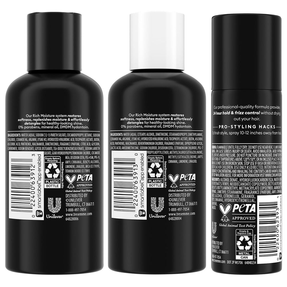 TRESemmé Rich Moisture Conditioner bottle smoothing and softening strands