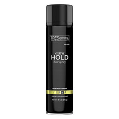 TRESemmé Tres Level Four Extra Hold Hair Spray bottle delivers long-lasting hold.