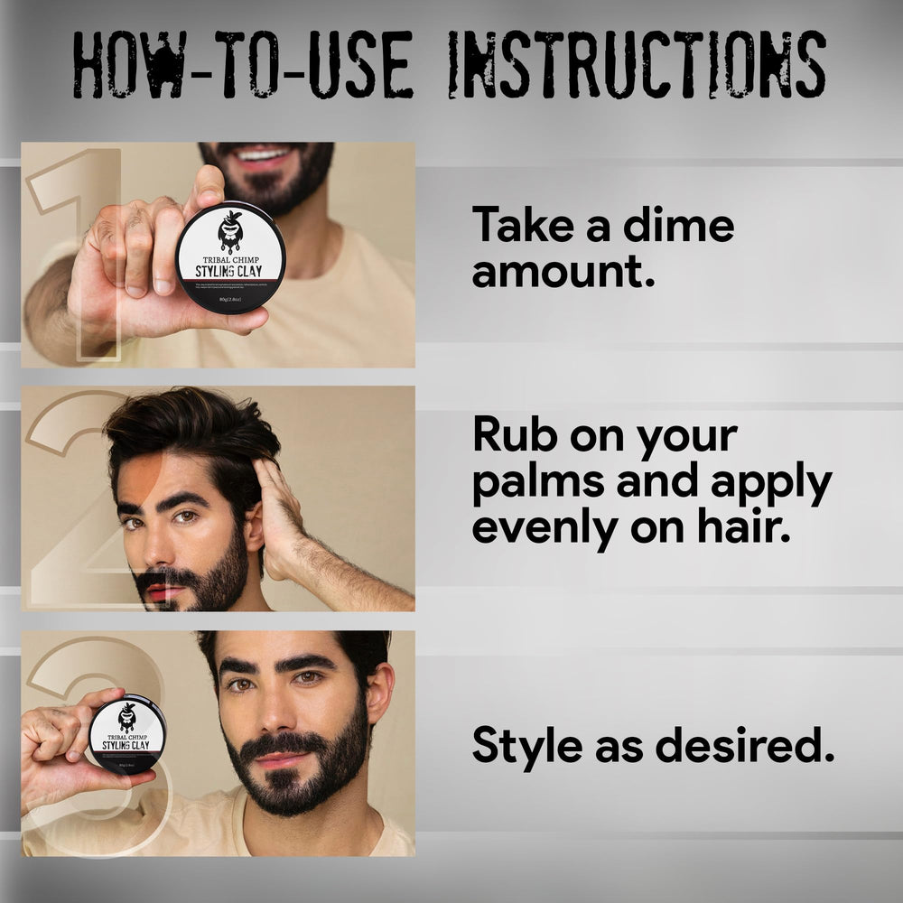 Tribal Chimp Hair Styling Clay citrus scent enhances styling confidence.