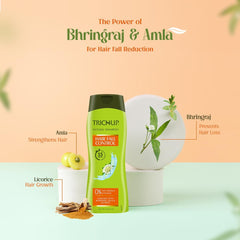 TRICHUP bottle pour demonstrates easy daily application for gentle cleansing.