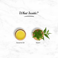 TRICHUP neem leaves emphasizing balanced scalp nourishment.