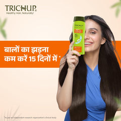 TRICHUP packaging close-up emphasizes paraben-free, sulfate-free formula.