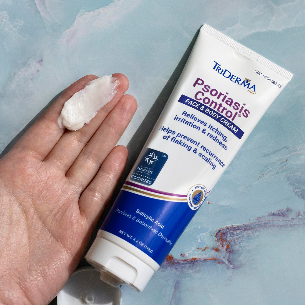 TriDerma Psoriasis Control Cream face and body shows versatile use for flare-ups.