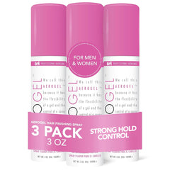 TRIDESIGN Aerogel Hairspray bottle front showing strong, touchable hold