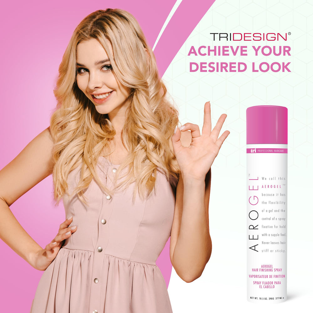 TRIDESIGN Aerogel Hairspray boosts volume on fine or curly hair.
