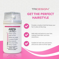 Applying TRIDESIGN Hair Styling Gel to hair for controlled hold.