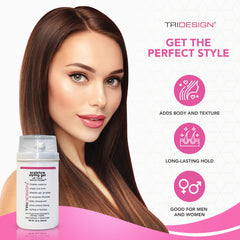 Close-up of TRIDESIGN Hair Styling Gel finish with smooth, shiny hair.
