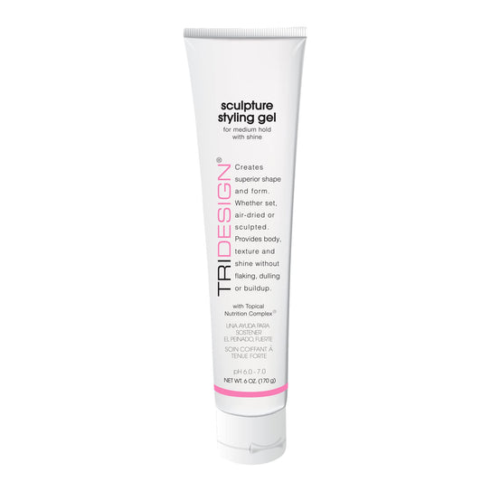 TRIDESIGN Sculpture Gel bottle demonstrates strong hold for all hair types.