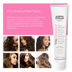 TRIDESIGN Sculpture Gel wet-look style for sleek hair finish.