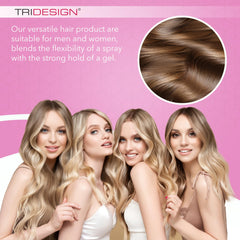 TRIDESIGN Aerogel Hairspray flex-hold image highlighting long-lasting definition