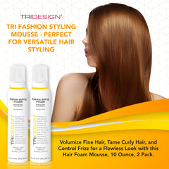 TRI Fashion Volumizing Mousse frizz control on textured waves for smoother styling.