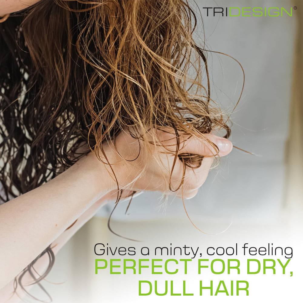 TRIDESIGN Unific Energy collagen-infused care highlights strengthened strands.